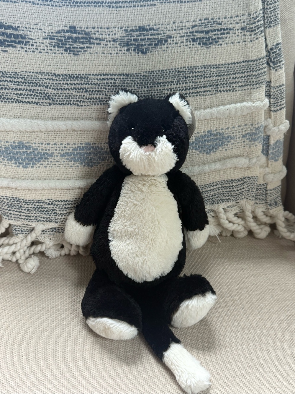 RARE Jellycat Medium Bashful Black and White Kitten